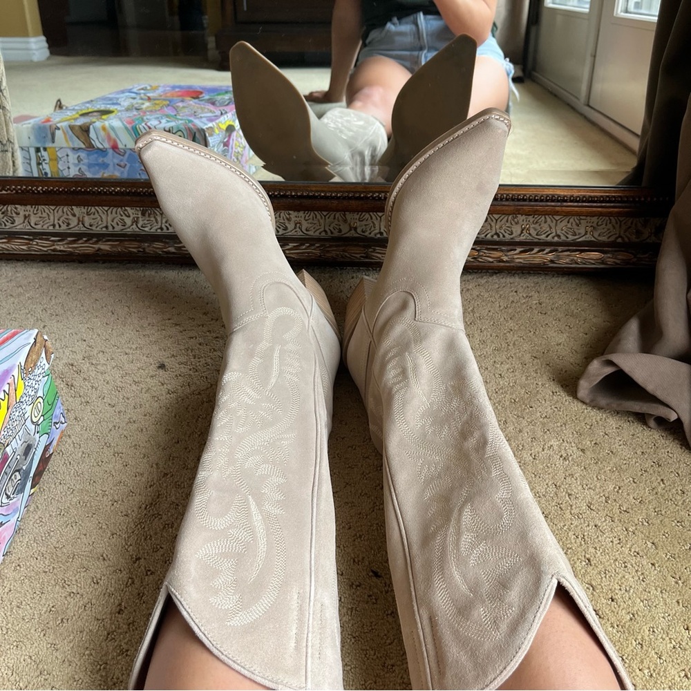 Tall Rancher Boot in Sand Suede
